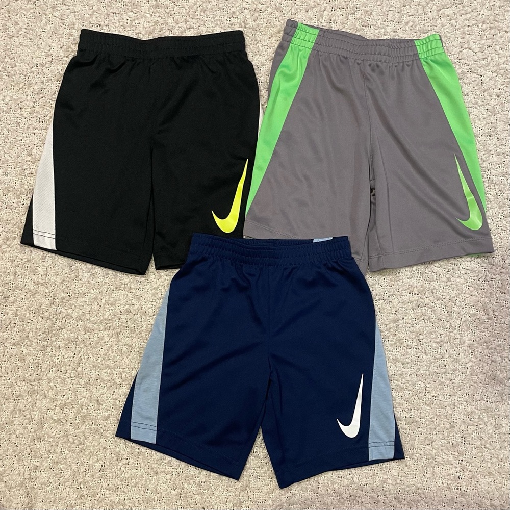 Nike Boys Athletic Shorts. Sz 7 (Little Boys) Blue, Black, and Gray